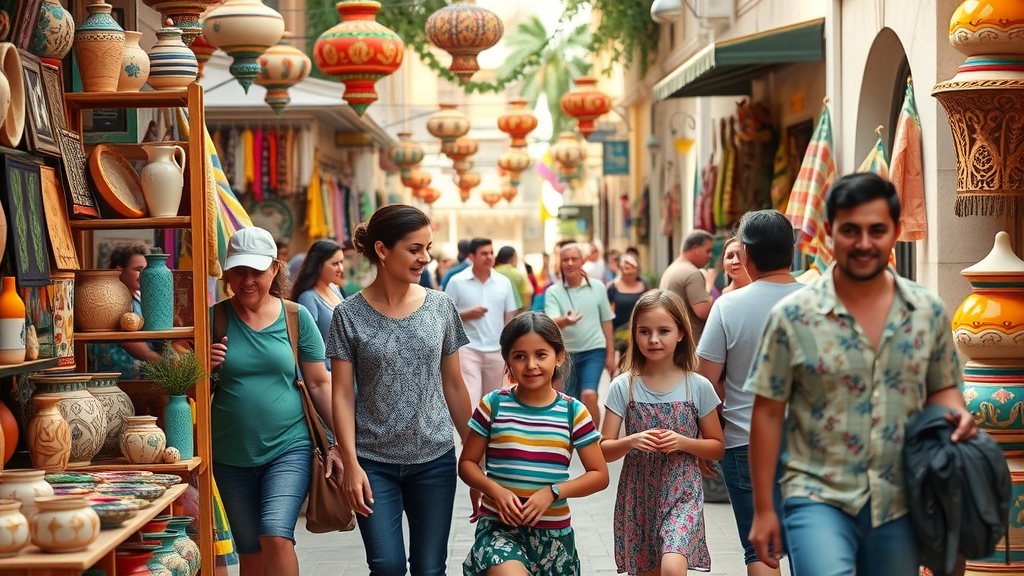Families exploring downtown Cabo artisan shops, safe shopping in cabo san lucas