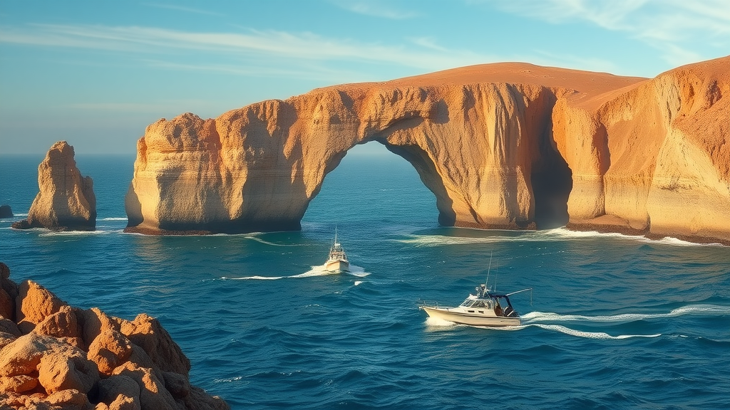 Majestic seascape of Land’s End and El Arco, Cabo San Lucas, rugged cliffs surrounded by blue ocean – best fishing spots in cabo