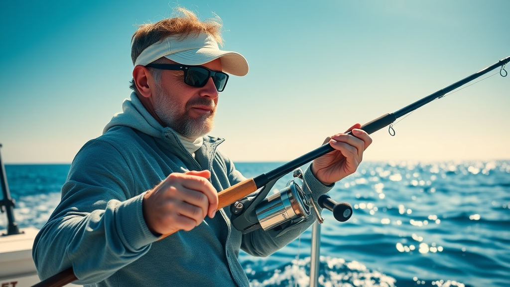 fisherman demonstrates trolling techniques cabo san lucas deep sea
