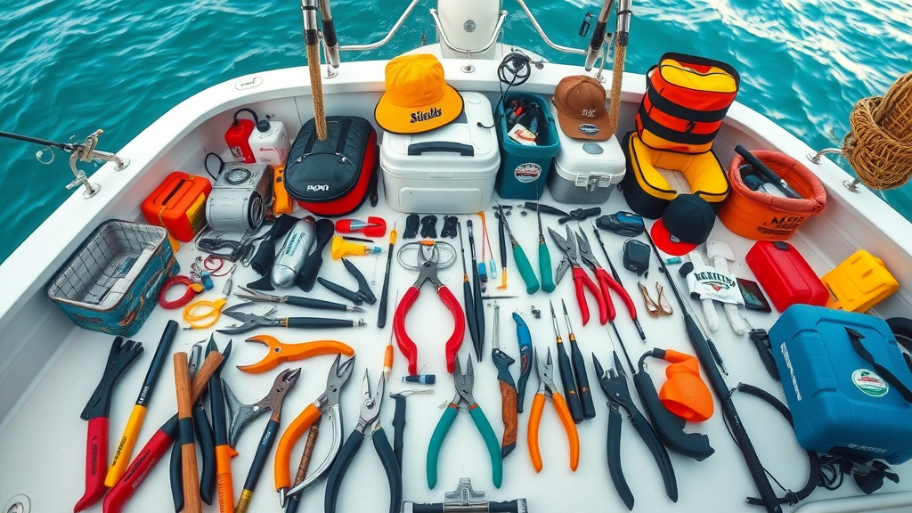 Close-up of premium fishing rods and reels ready for action on a jetty in Cabo San Lucas with Pacific Ocean waves in the background, metallic surfaces glinting in the sun.