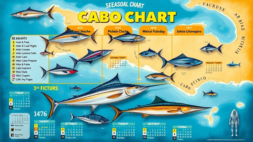Adventurous angler packing and customizing modern fishing gear for a Cabo trip, sorting lures and lines with Cabo travel brochures and maps in the background.
