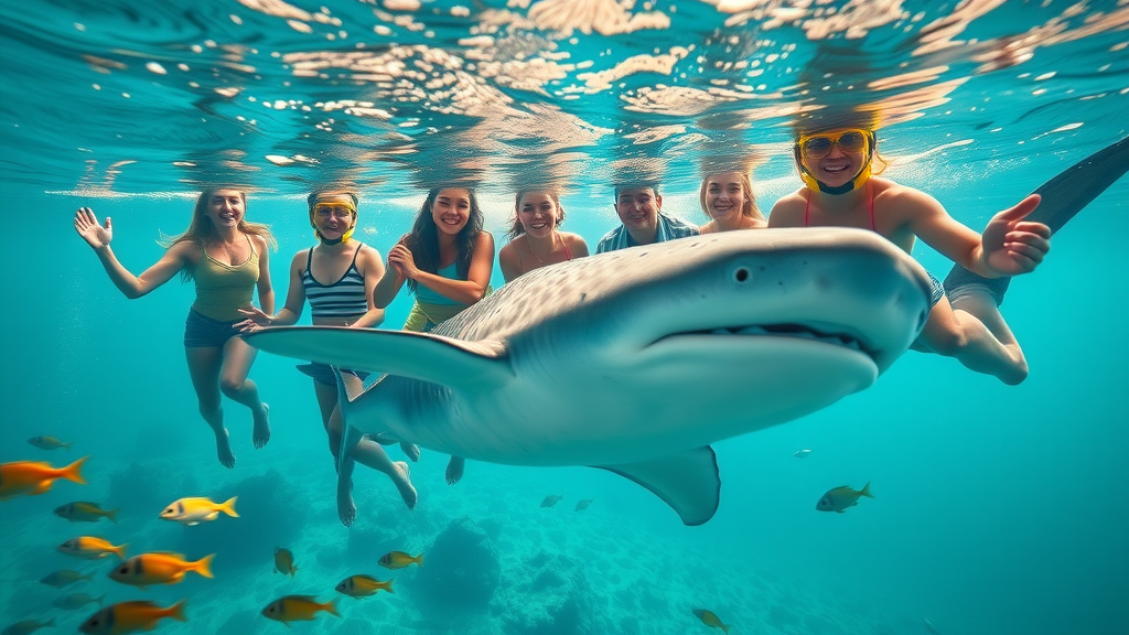 Cabo marine wildlife tours showcasing snorkelers observing whale sharks in turquoise waters