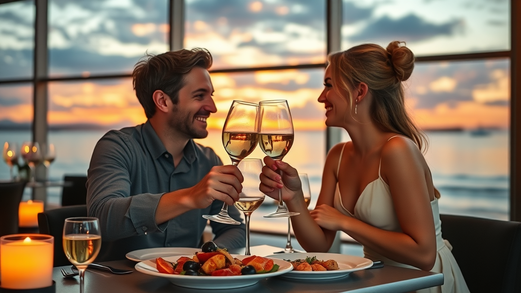 Romantic fine dining setting with oceanfront view and candlelight in cabo san lucas