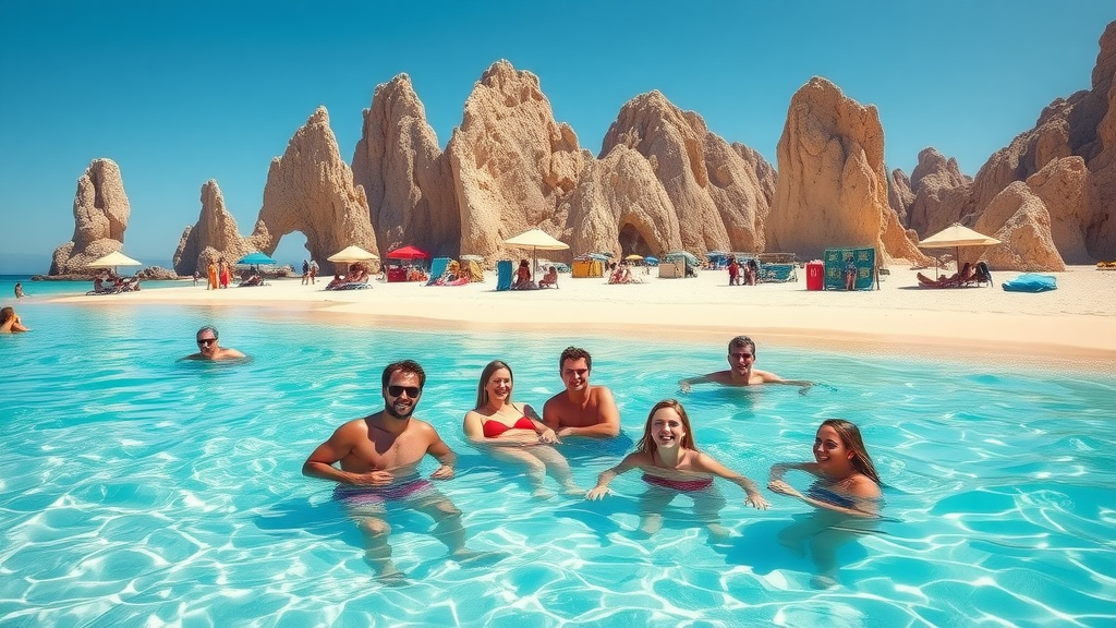 Tourists relaxing and swimming at free Lover