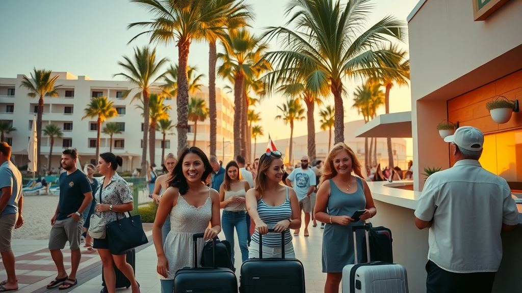 Cabo tourist mistakes busy beachfront resort with tourists checking in during high season