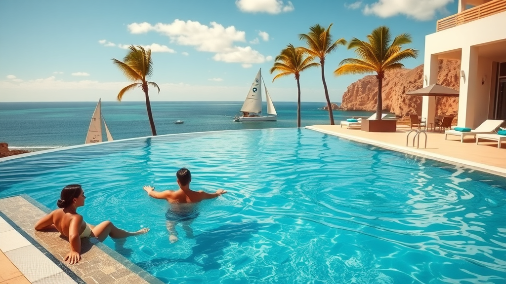 Luxurious Cabo San Lucas resort with infinity pool and ocean views, ideal for Bisbee’s Black &amp; Blue Tournament stay