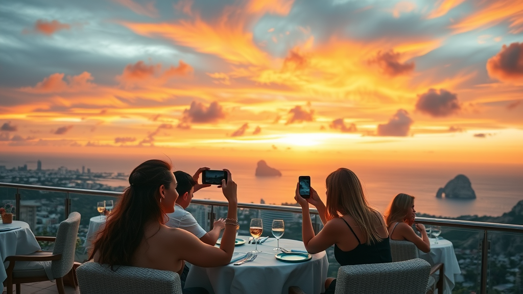 Rooftop bars Cabo with scenic sunset views over Cabo San Lucas skyline and ocean