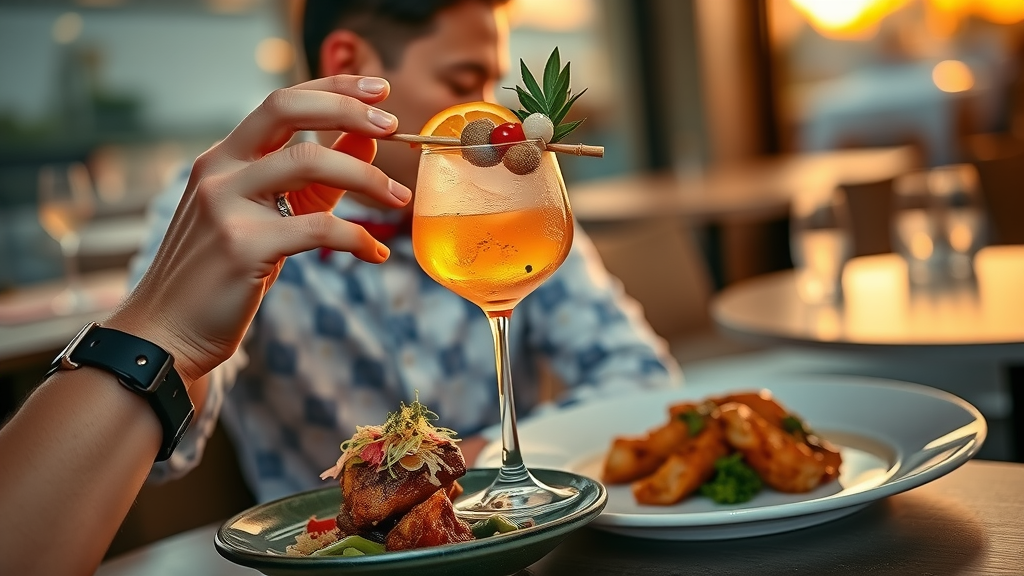 Elegant mezcal cocktail and chef’s special dish at secret cabo restaurant