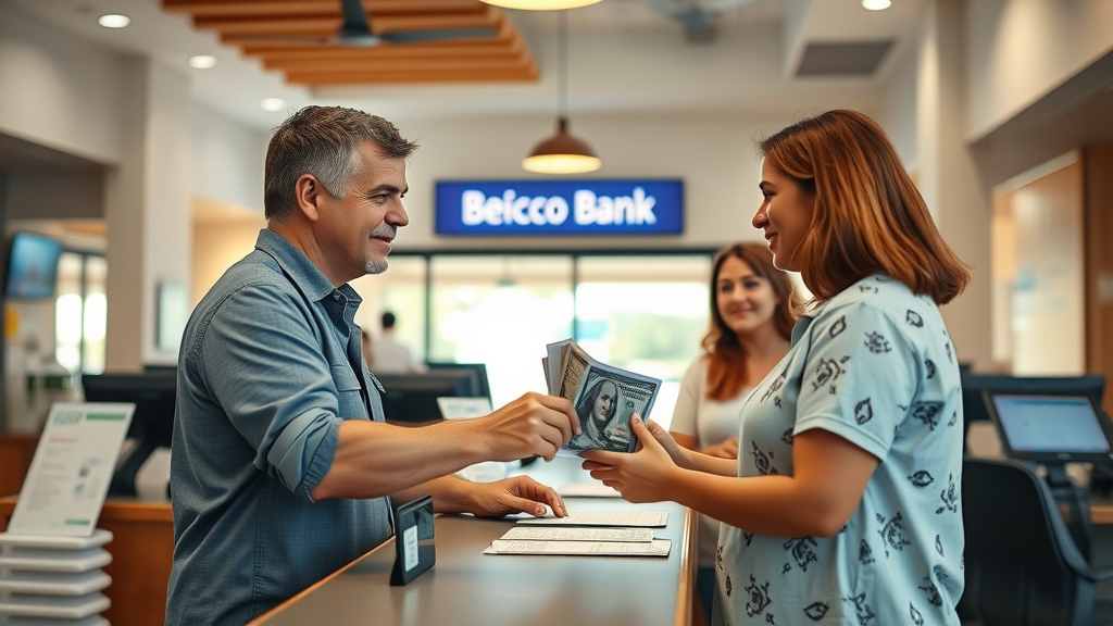 Welcoming local bank exchange office interior in Cabo San Lucas with friendly staff assisting travelers