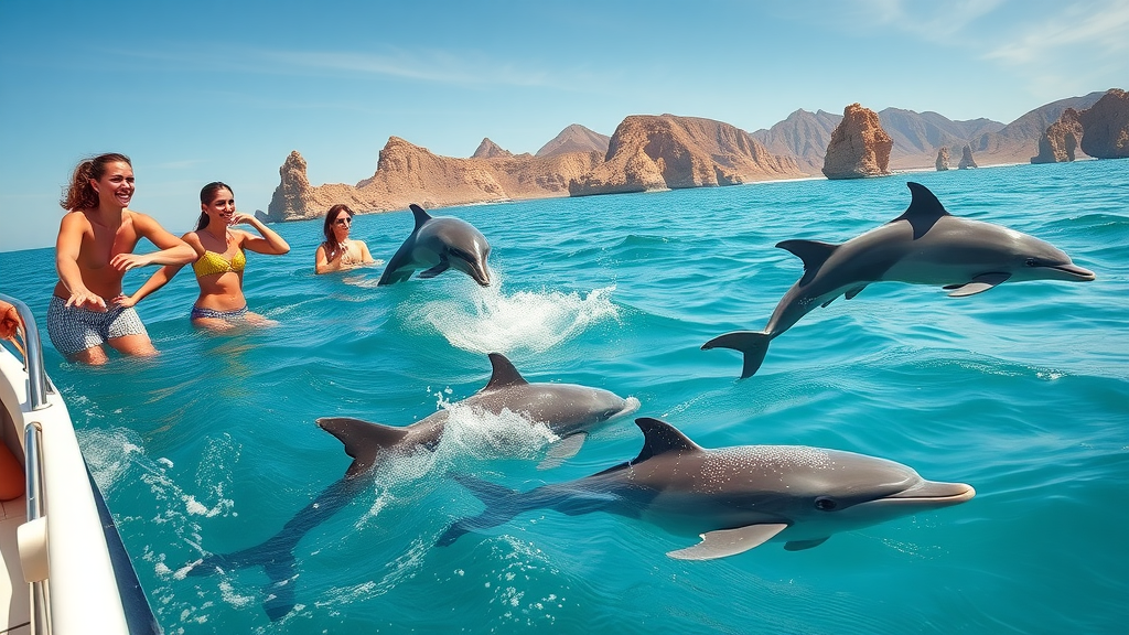 Tourists observing marine wildlife during cabo fall winter travel from a safe boat with turquoise waters