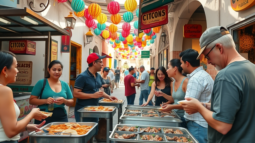 Best dining experiences Cabo colorful local street food market with tacos and meats