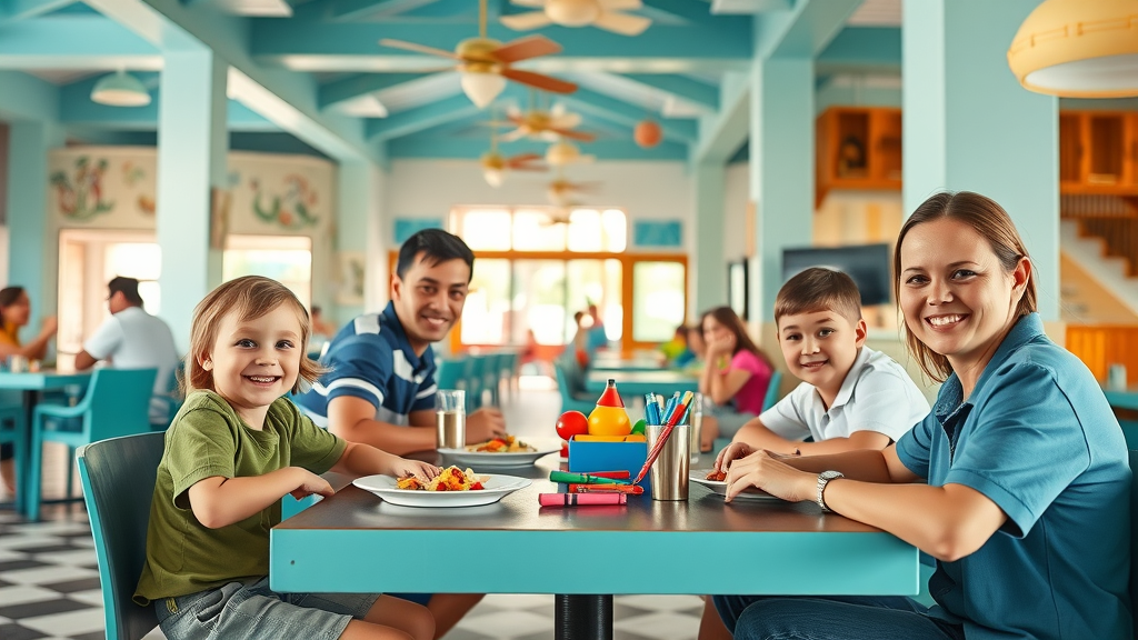 Bright and welcoming family-friendly restaurant in Cabo with children and play area