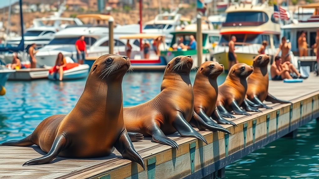 Sea lions sunbathing at Cabo San Lucas marina, a top free activity Cabo offers