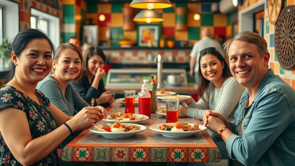 Travelers enjoying affordable meals at local eateries in Cabo San Lucas while saving money on food and transport