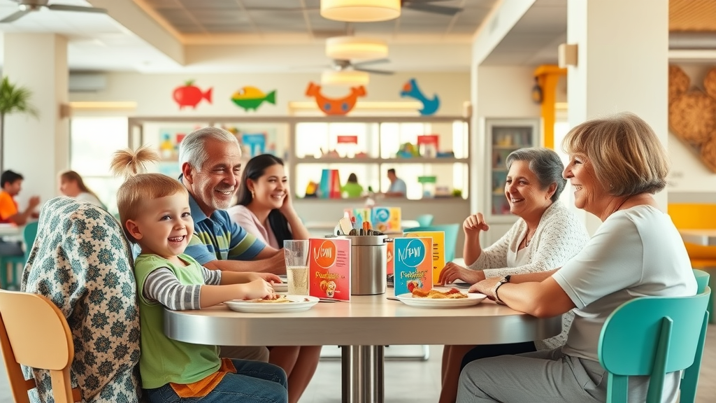 Family-friendly dining experiences Cabo with children playing and families enjoying meal