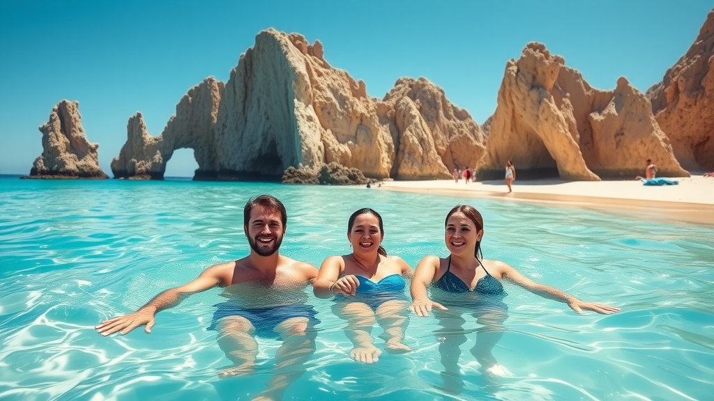 budget travel Cabo enjoying free public beach Lovers Beach in Cabo San Lucas