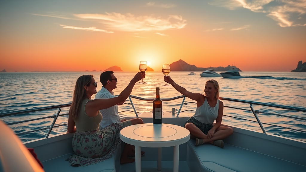 Majestic Cabo sunset cruise with El Arco in the distance, ideal experience for cabo sightseeing by water