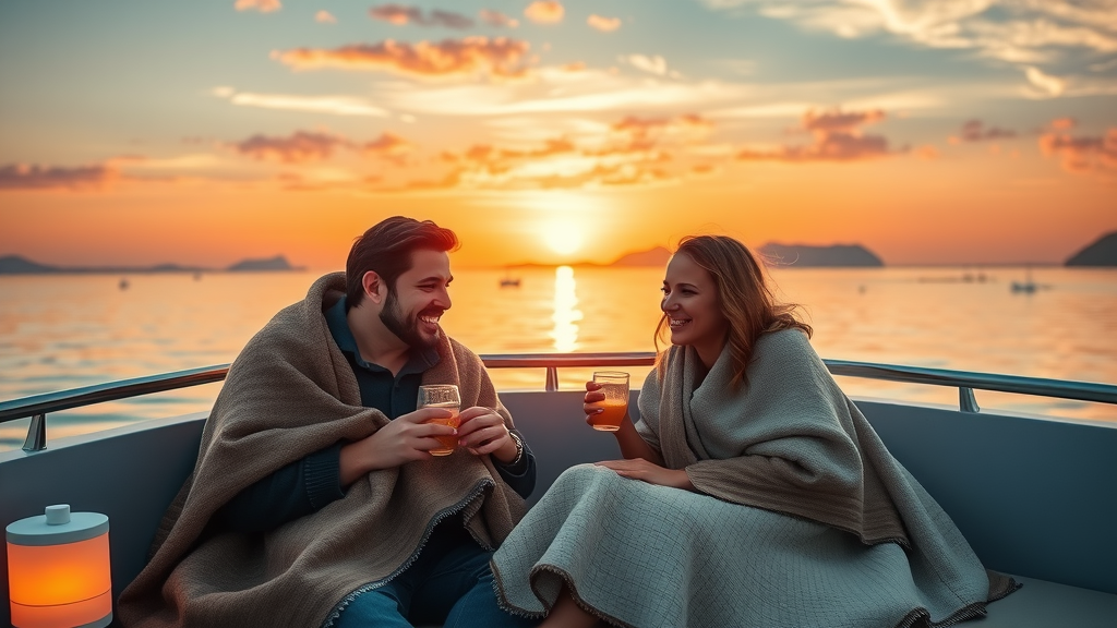 Serene sunset cruise on Cabo waters, friends and couples relaxing together under a golden Baja Peninsula sky